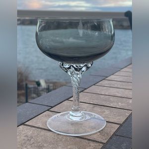 COPY - Set of 4 Sasaki Coronation-Smoke Blown Glass Champagne Twist Stem Glasse…